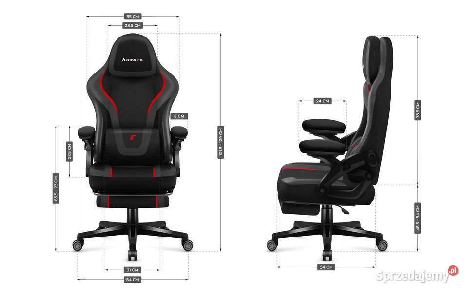 Fotel gamingowy z PODNÓŻKIEM pochylane oparcie Baranowo