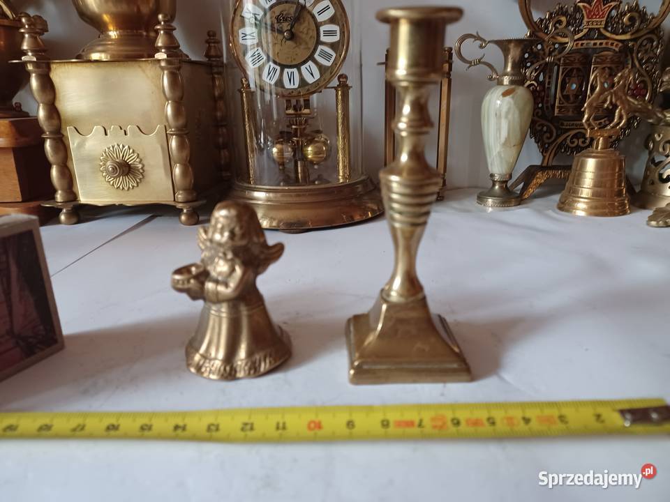 Dwa świeczniki Mosiądz Kolekcja Wyposażenie wnętrz Poznań sprzedam