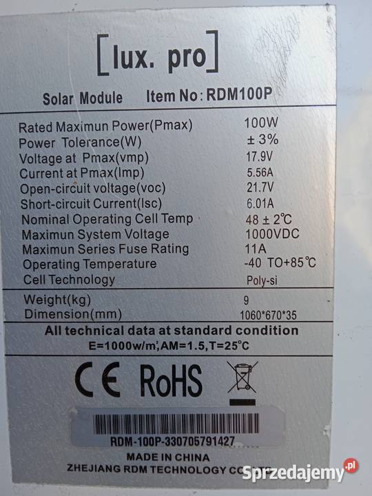 Solar 100 W Lux pro Częstochowa