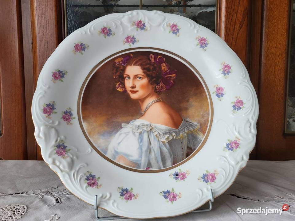 Piękny wielki talerz portret Augustyna Wawel pomorskie Gdańsk