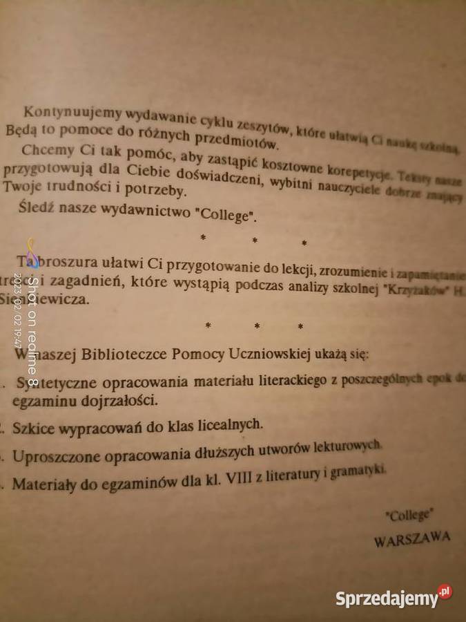 Krzyżacy Sienkiewicz analizy lektury szkolne Warszawa
