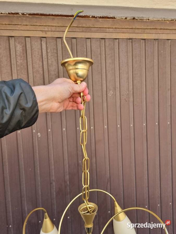 Żyrandol vintage PRL mosiądz Płock