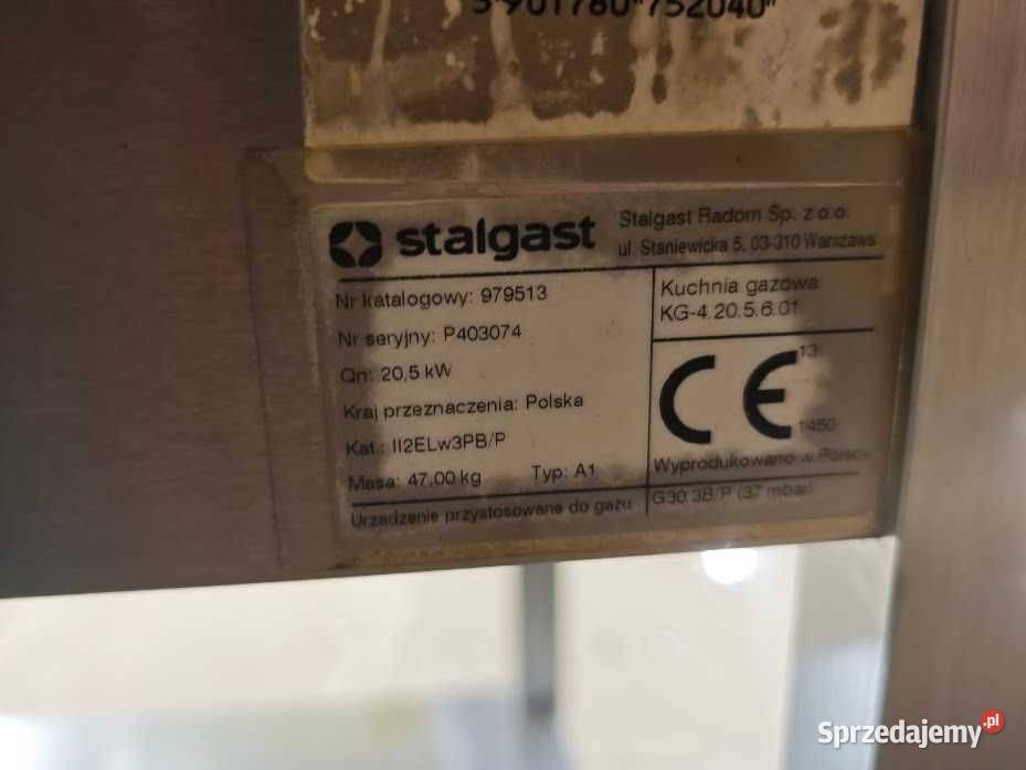 Kuchnia gazowa Stalgast 4palnikowa 205 kW LPG Góra