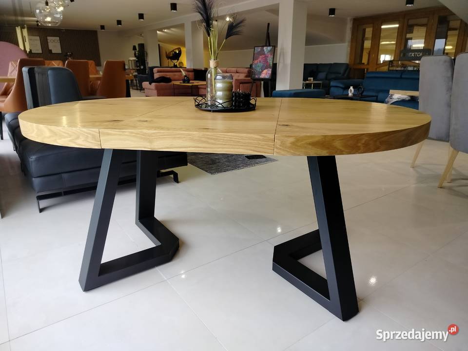 Stół OKRĄGŁY Dębowy 110 ROZKŁADANY z Sękami opolskie