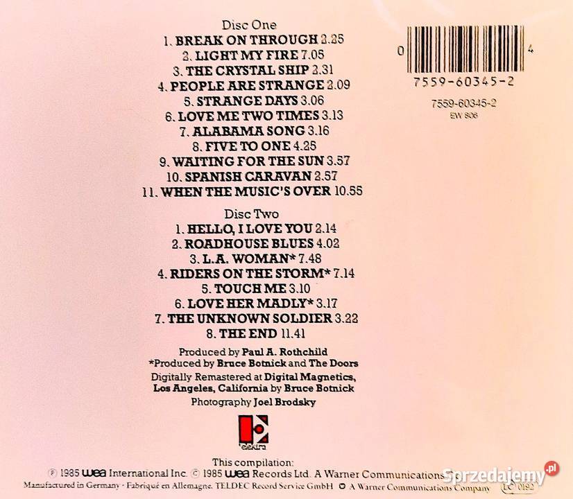 Podwójny Album 2XCD Zespołu THE DOORS The Best Warszawa