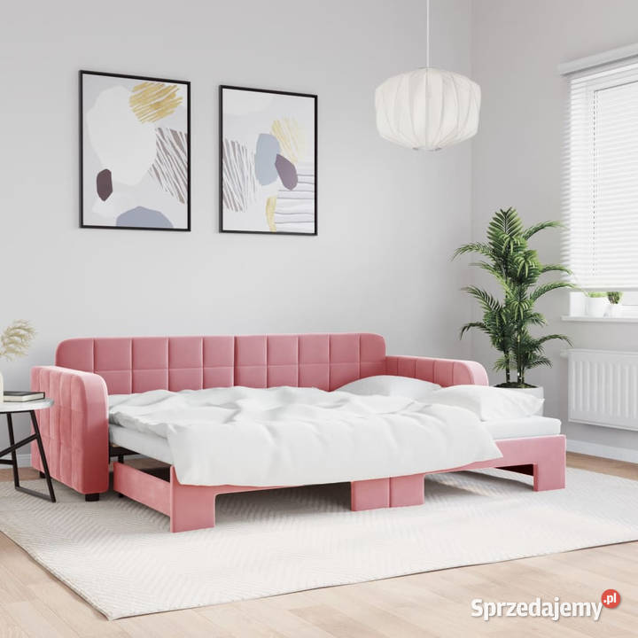 Sofa rozsuwana różowa aksamit 80x200 WM3196925 mazowieckie Warszawa