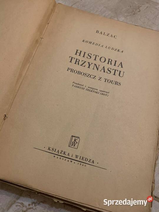 Historia trzynastu Balzac książka z 1950 r Antykwariat Jasło sprzedam