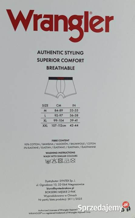 WRANGLER bokserki męskie 2pak rozmiar M 8489 95 szary/srebrny Ełk sprzedam