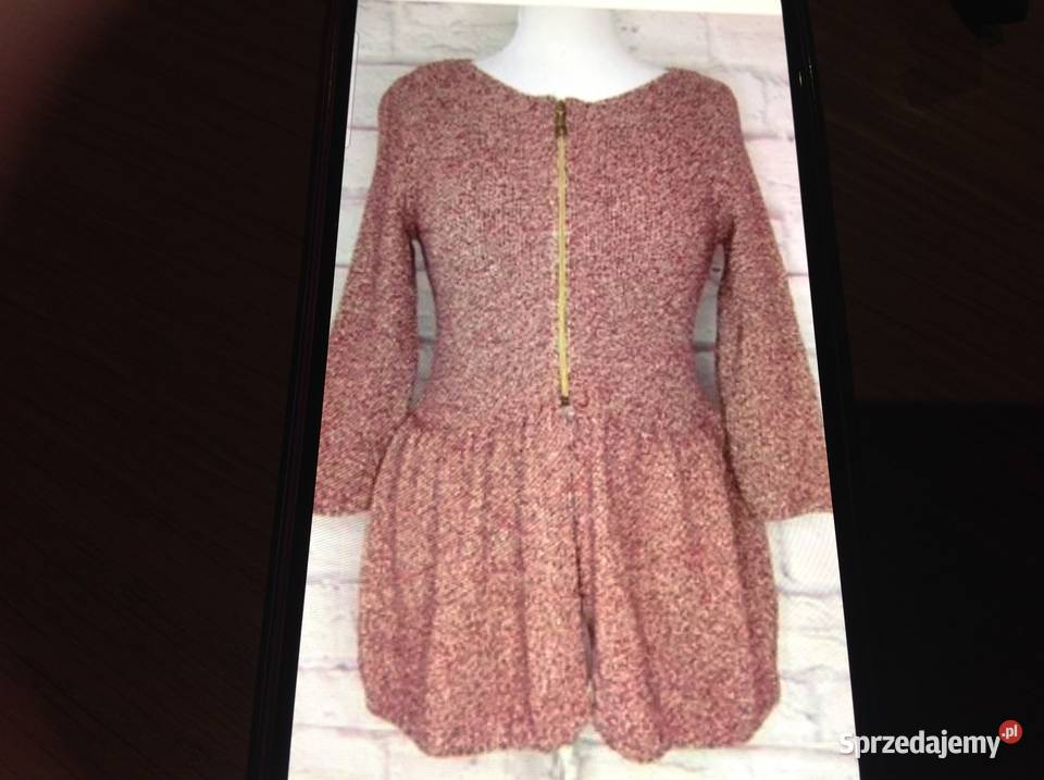 Sweter Kardigan Damski ZARA KNIT XS z Metaliczną żółty/złoty Nowa Sól