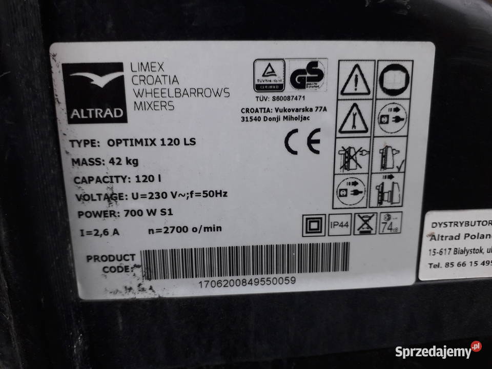 Betoniarka 120L 230V