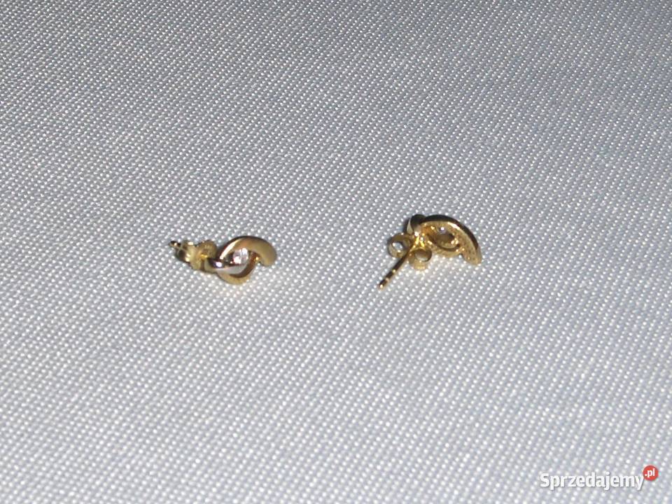 Dwukolorowe złote 585 kolczykiwkręty z złoto Kolczyki Łódź sprzedam