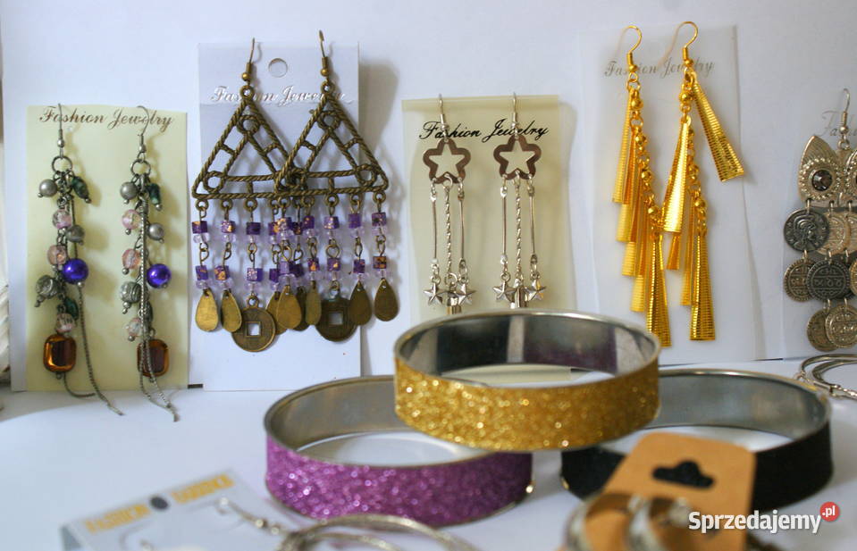 57 zestaw komplet biżuterii kolczyki zlote podkarpackie