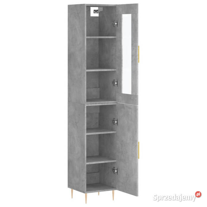 Wysoka szafka szarość betonu 345x34x180