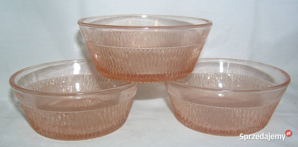 miseczki vintage depresyjne szkło pinkAlD Bartków