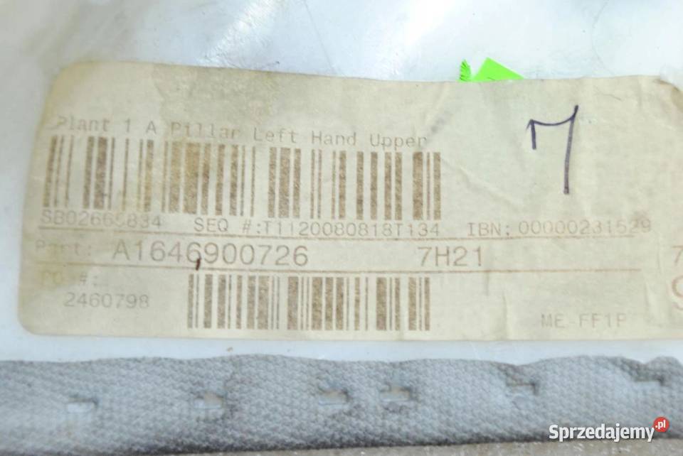OSŁONA POSZYCIE SŁUPKA LEWY PRZÓD ML W164 LIFT osobowe