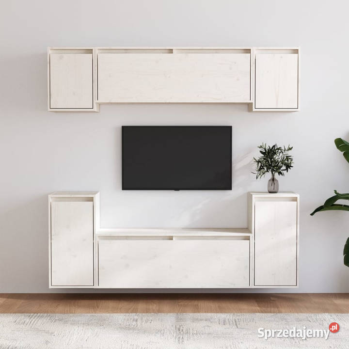 Szafki pod TV 6 białe lite drewno sosnowe Warszawa