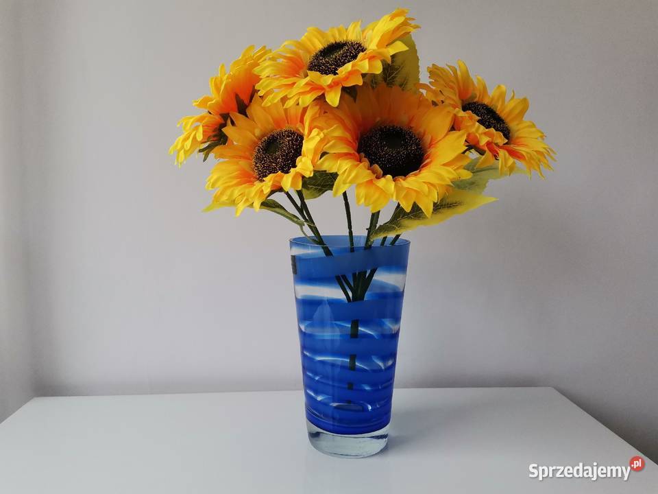 Stary duży ciężki wazon w oplocie Makora Krosno Porcelana i szkło