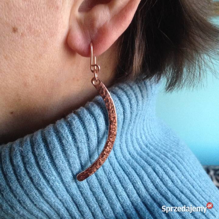 Kolczyki Miedziane dł 55 szer 5mm Półksiężyce Wrocław