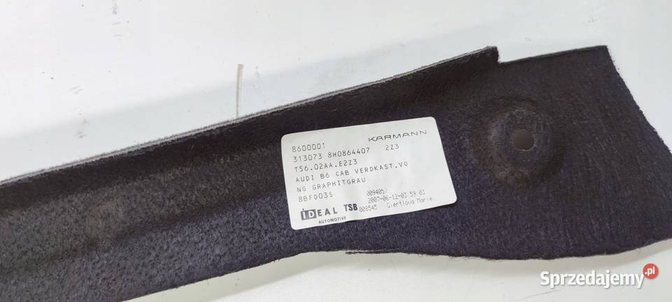 TAPICERKA BOCZEK BAGAŻNIKA AUDI A4 B6 8H0864407 śląskie Przystajń sprzedam