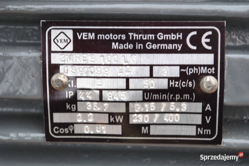 Silnik elektryczny 22kw 945obr z hamulcem VEM