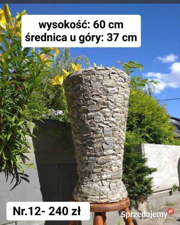 12 Donica z kamienia naturalnego rękodzieło małopolskie Długołęka-Świerkla