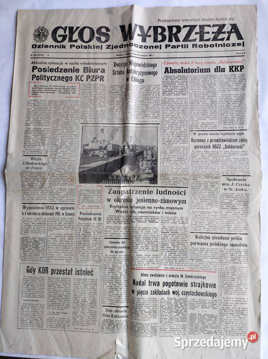 Głos Wybrzeża z 1981r i z 1989r dziennik