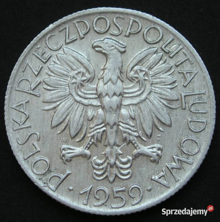 POLSKA 5 ZŁOTYCH 1959 RYBAK łódzkie