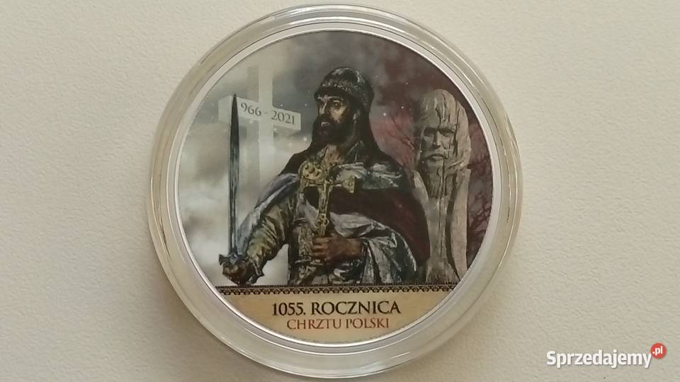 Srebrny numizmat 1055 rocznica chrztu Polski
