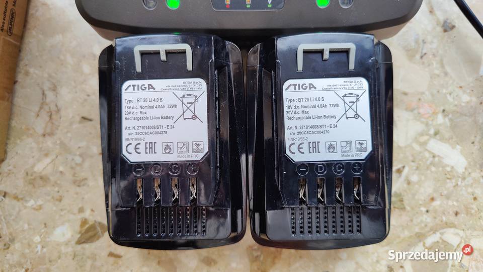 STIGA Bateria E24 2 sztuki 20 V 4 Ah Ładowarka C sprzedam