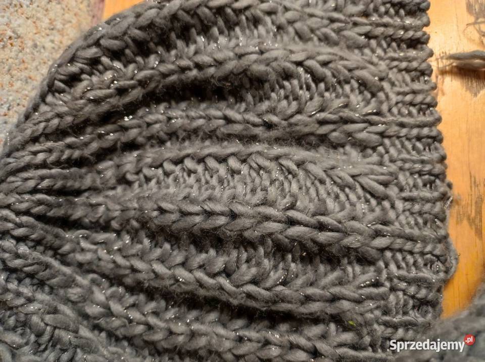 mięsisty gruby szal długi szalik czapka komplet Kielce