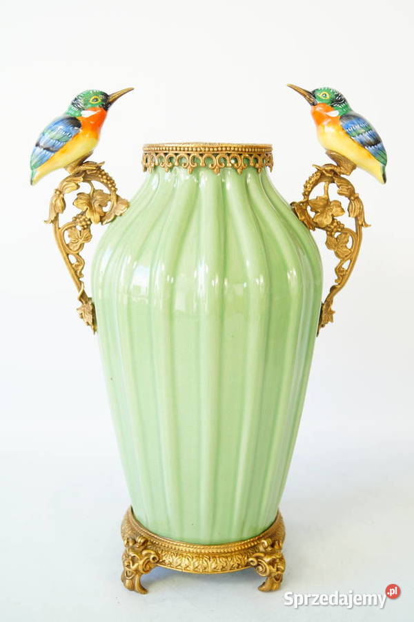 Porcelanowy wazon dwa ptaki kolibry waza amfora Gizałki