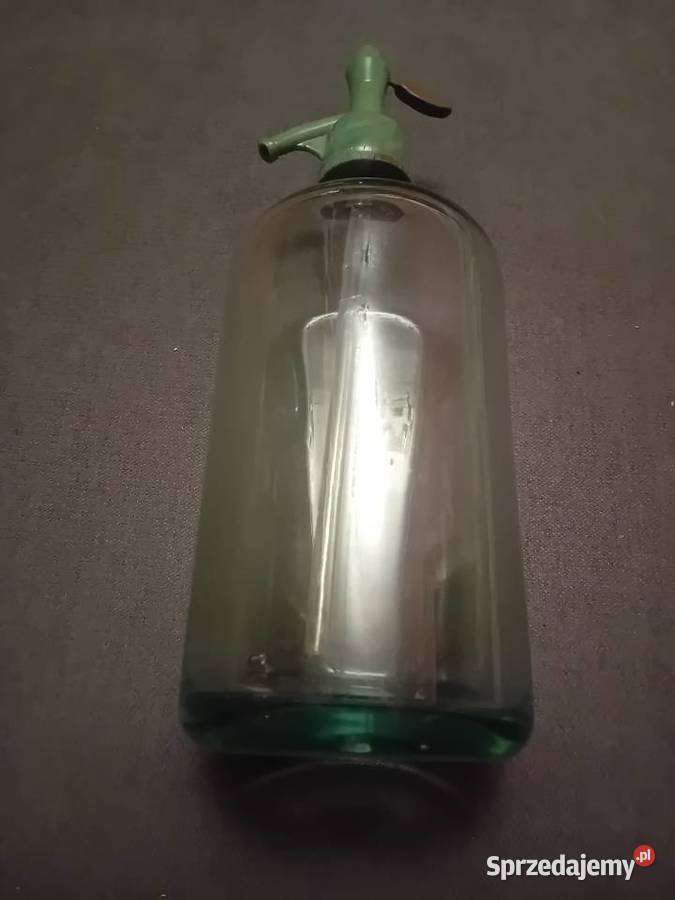 Szklany syfon z ebonitową głowicę lata 50e60e XX Porcelana i szkło wielkopolskie Koźminek