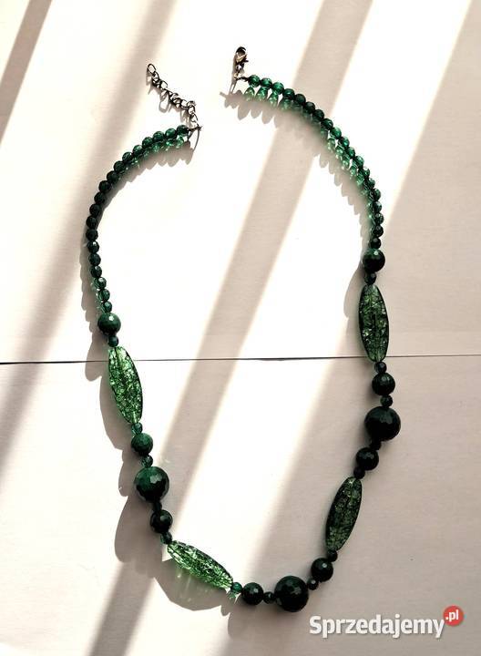 Ciemnozielone korale retro vintage PRL 70s 80s Pozostałe Kraków