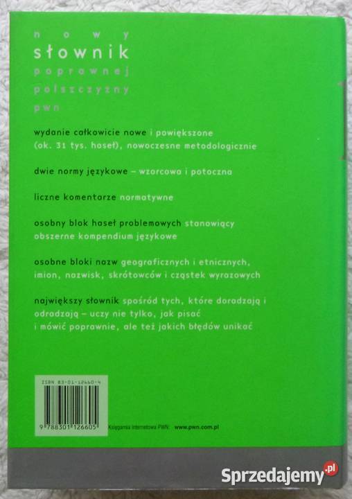 Nowy słownik poprawnej polszczyzny PWN red A ISBN 9788301126605 Warszawa