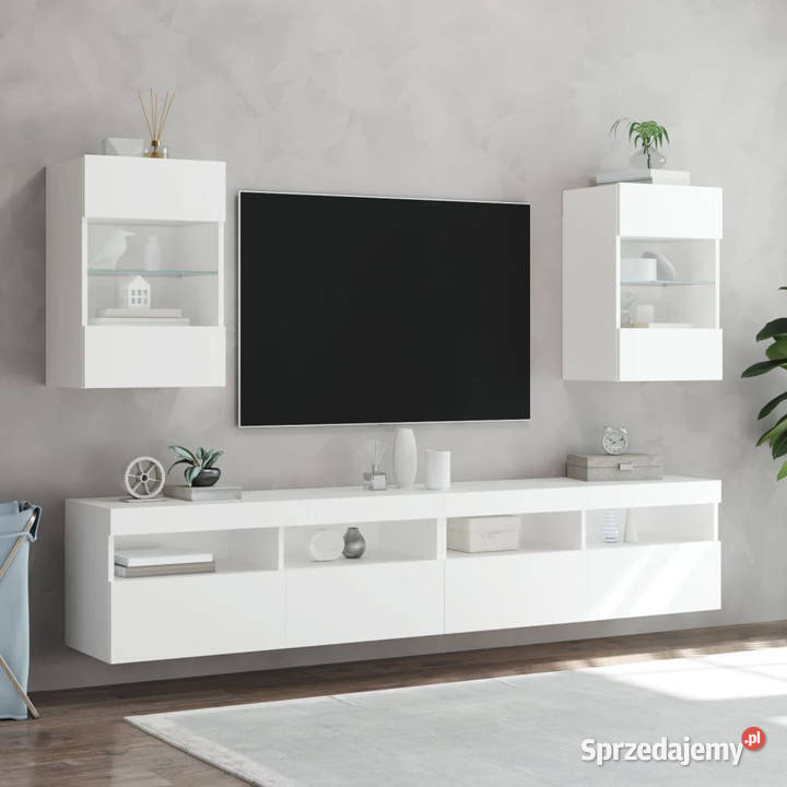Ścienna szafka TV z LED biała 40x30x605 WM837078 Warszawa