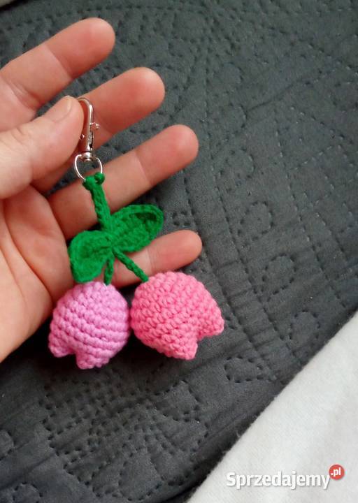 Tulipany wykonane na szydełku brelok Łask