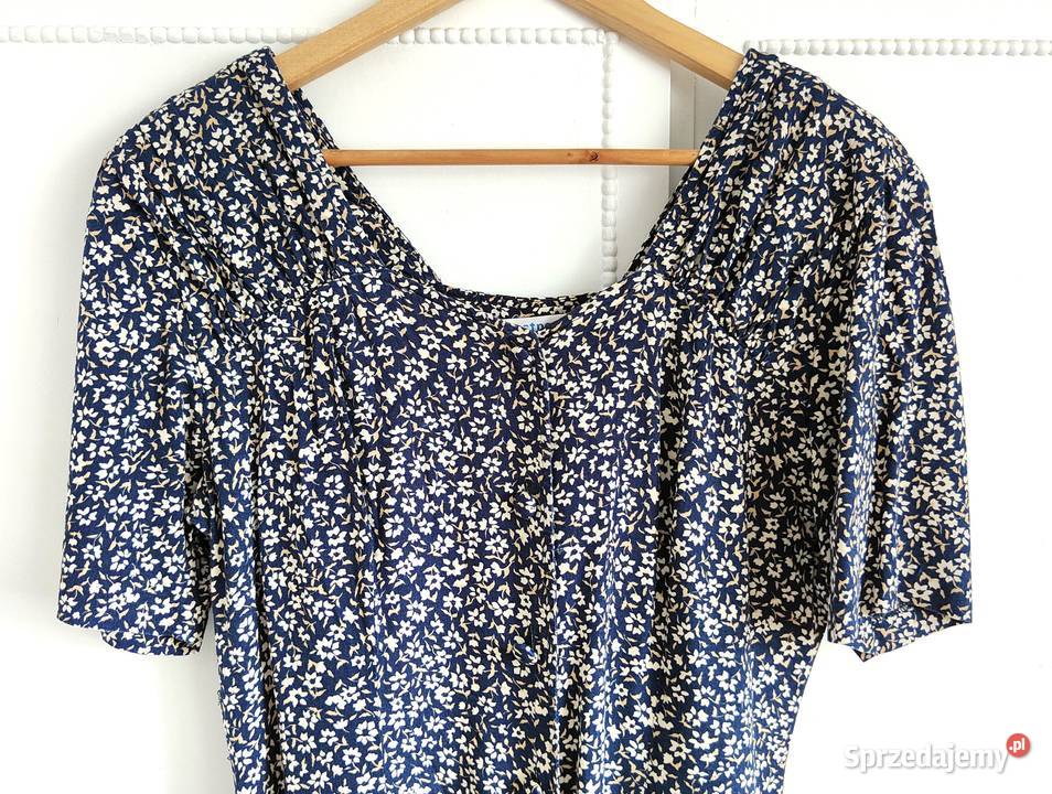 Kombinezon vintage L 40 łączka kwiaty granatowy biały Szczecin