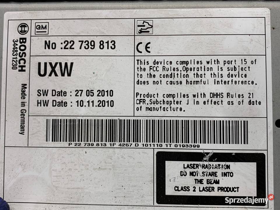 RADIO OPEL INSIGNIA A 22739813 0817 ODTWARZACZ osobowe