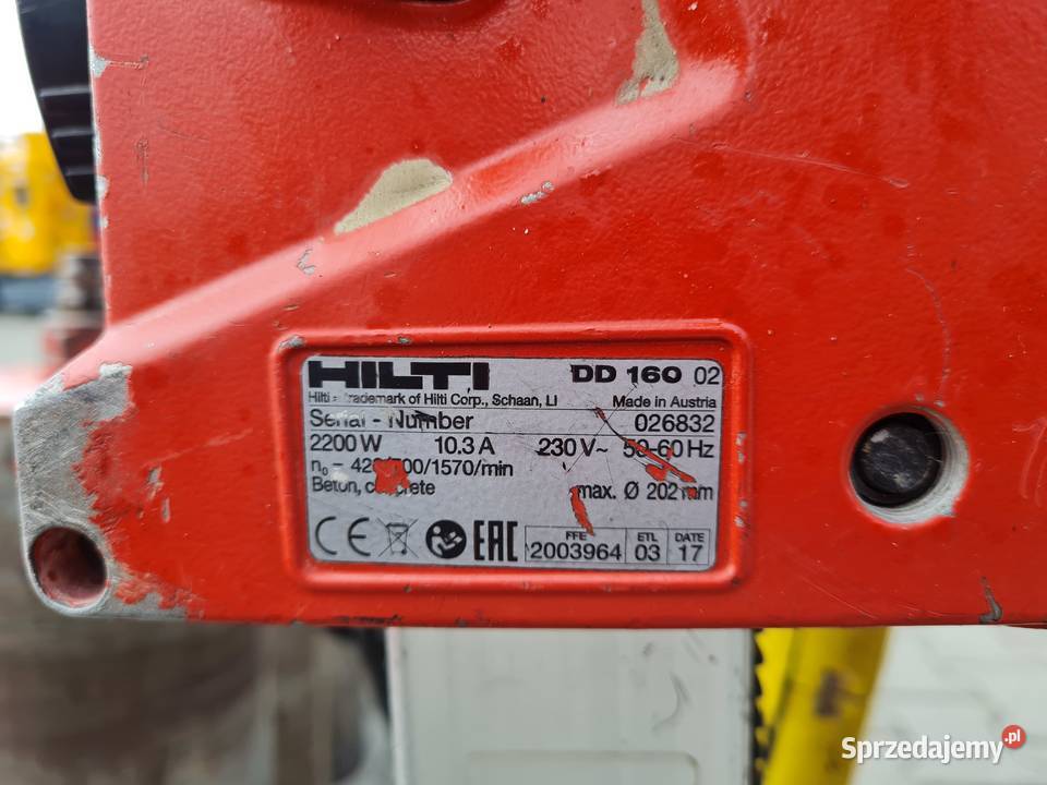 Wiertnica do betonu HILTI DD160 małopolskie Dąbrowa Tarnowska