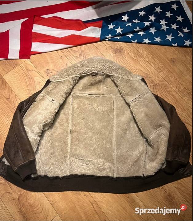 Kurtka Skóra Naturalna USA Top Gun A2 Shearling Pilotka  Poraj