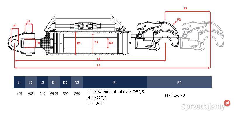 Łącznik górny hydrauliczny kat33 665905mm