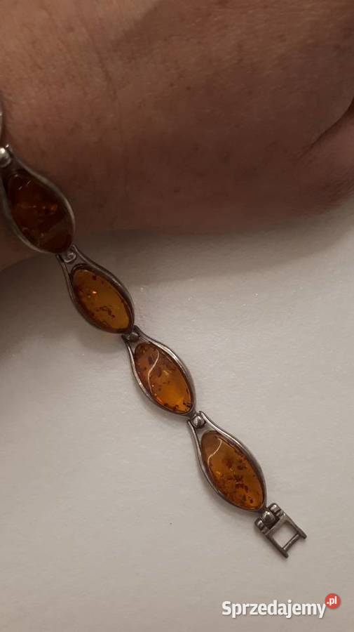 Bransoleta srebrna z bursztynami Radom