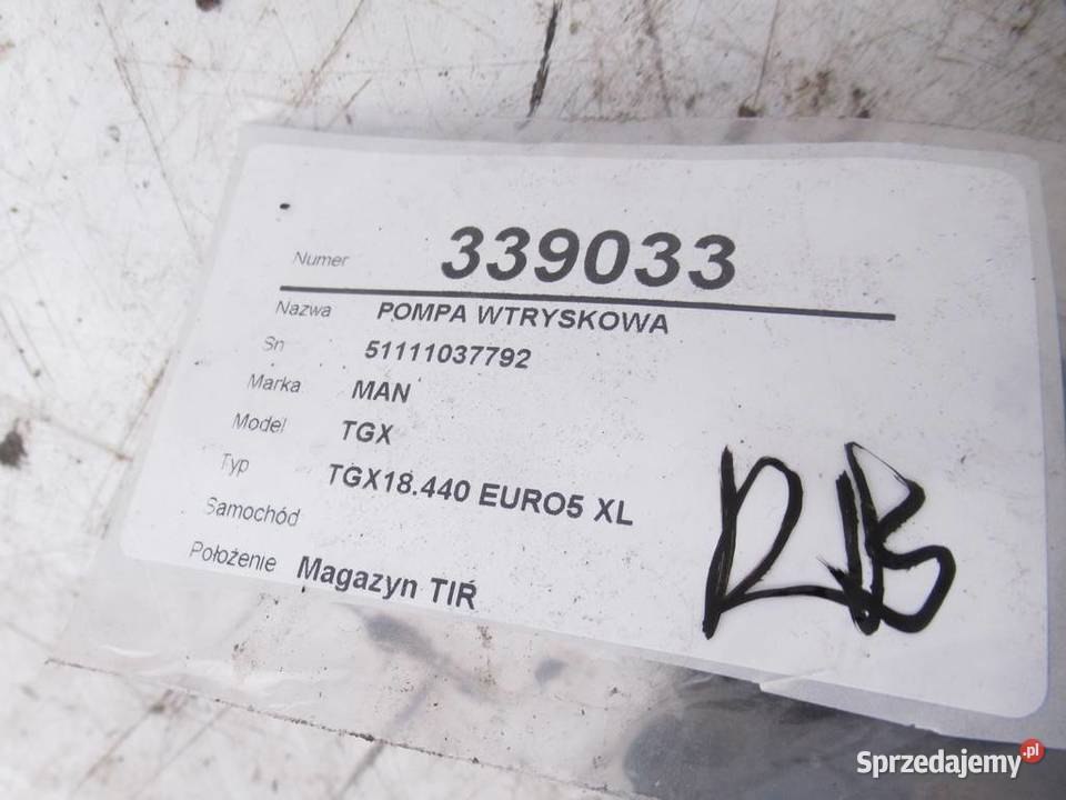 POMPA WTRYSKOWA MAN TGX I 51111037792 18 441 ciężarowe sprzedam