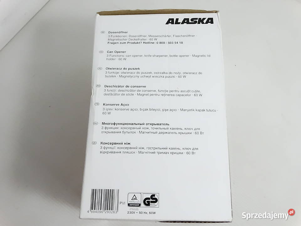 Nowy elektryczny otwieracz do puszek ALASKA CO