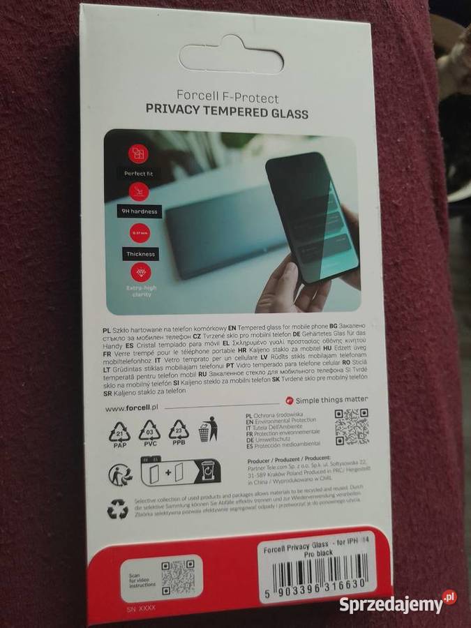 Szkło na telefon iPhone 14 PRO Hartowane Forcell małopolskie Wieliczka