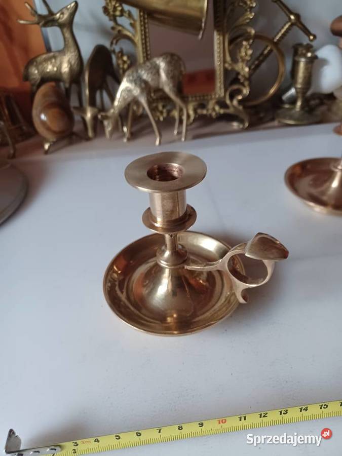 Piękny masywny mosiężny kaganek Poznań
