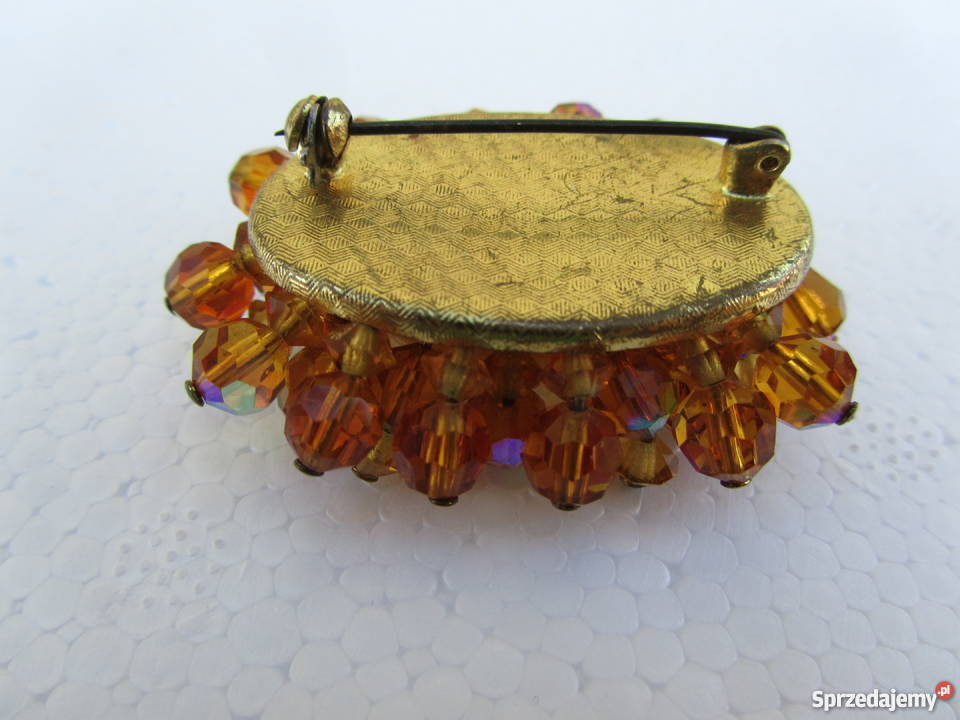 Broszka ozdobna jubilerska owalna kamień kolor Olecko