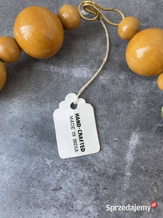 Nowe drewniane korale Indie malowane handmade Naszyjniki Nisko