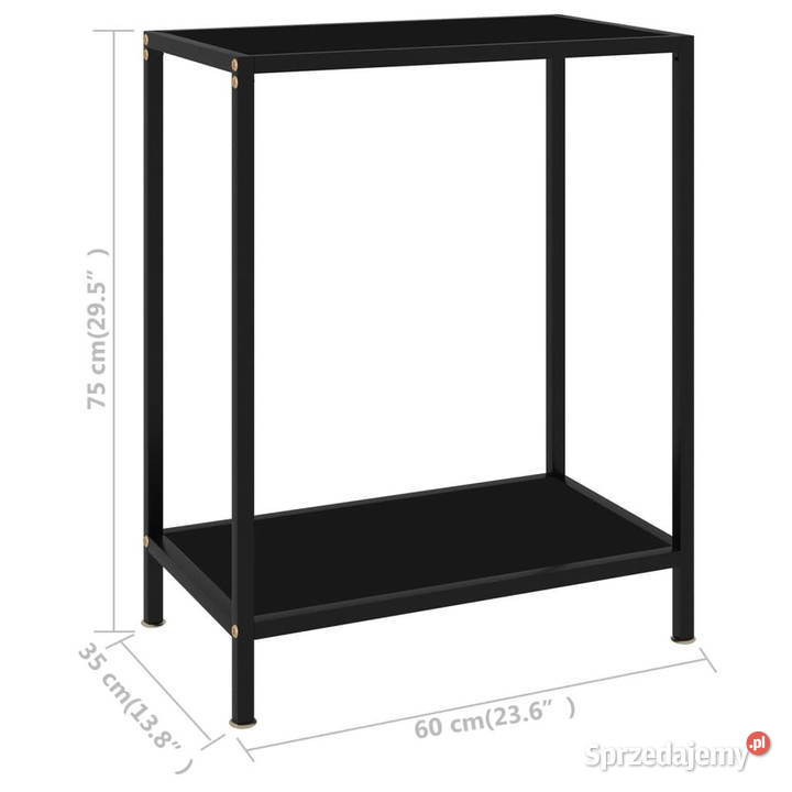 Stolik konsolowy czarny 60x35x75 szkło hartowane Warszawa