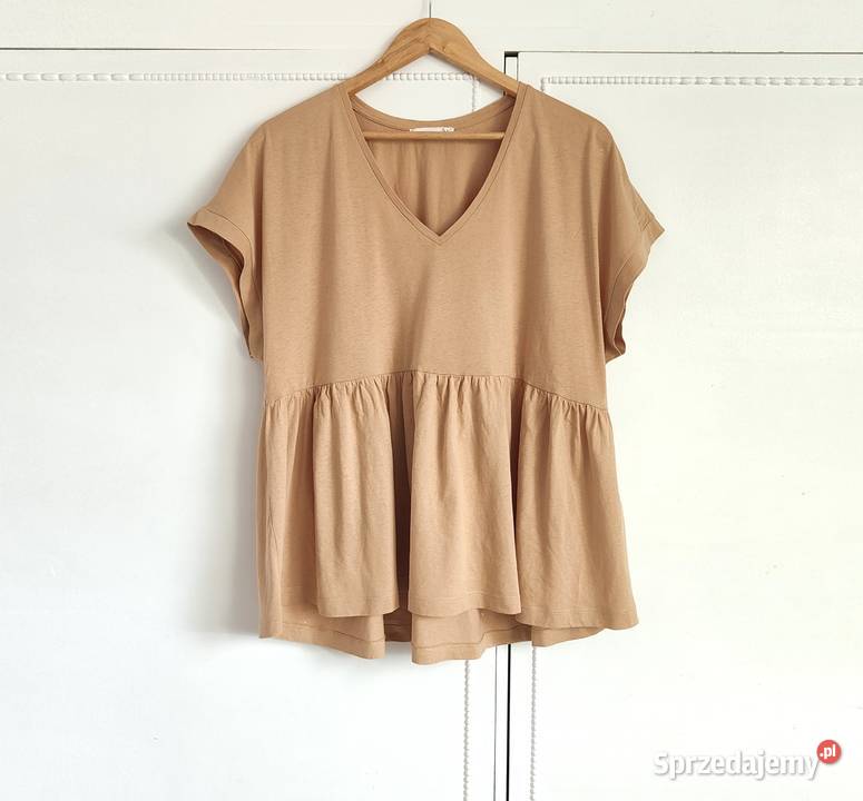 Karmelowa Mango koszulka babydoll vneck XL Szczecin